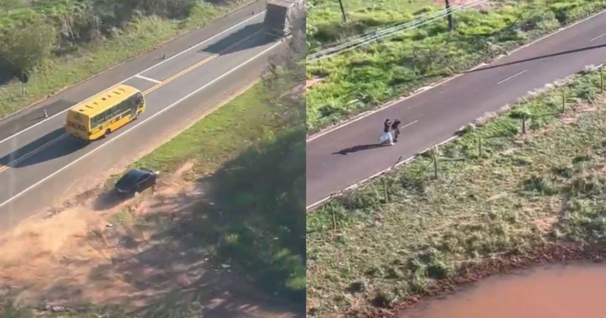Vídeo: carro com 220 kg de maconha bate em barranco durante fuga no PR