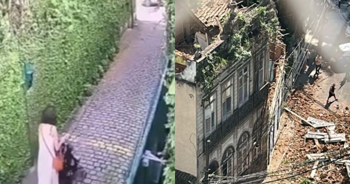 Vídeo mostra casarão desabando sobre mãe e filha na zona Sul do Rio