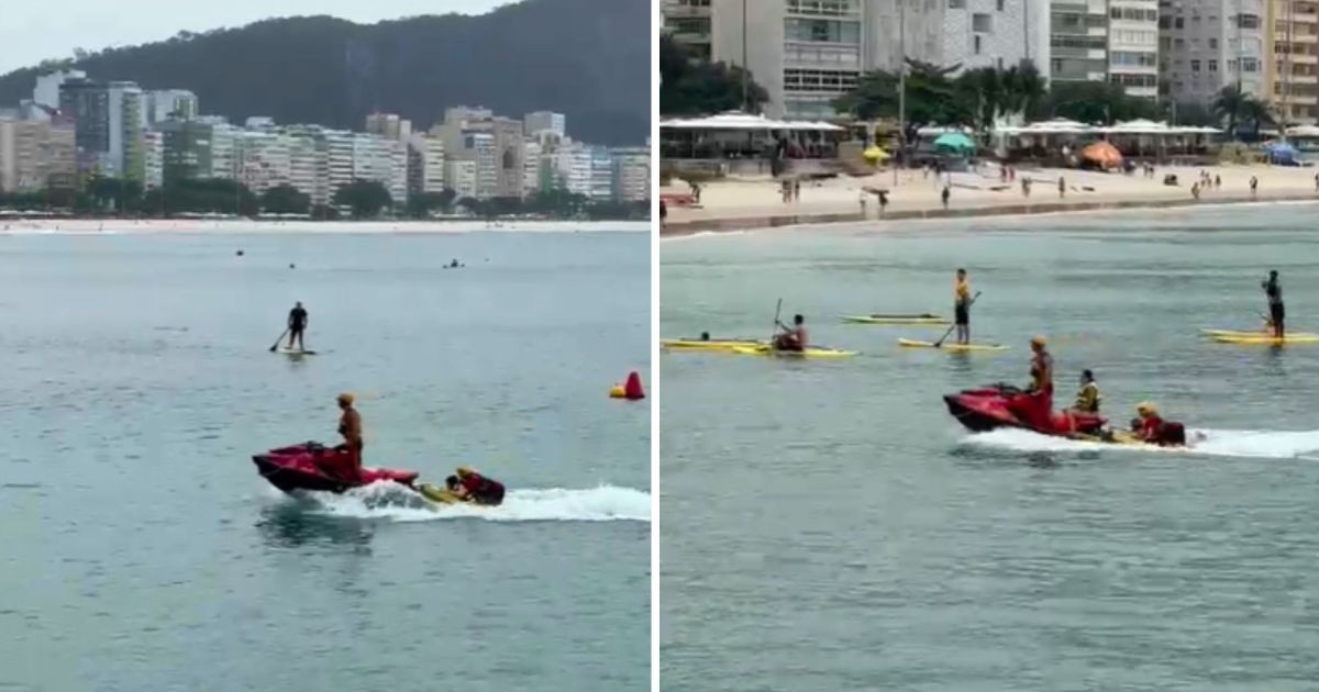 Praticantes de stand up paddle são socorridos após ventania em Copacabana