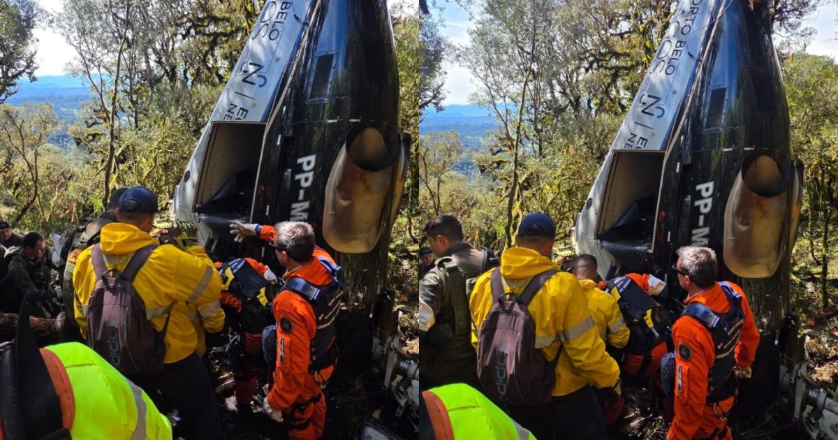 Corpos das cinco vítimas de queda de helicóptero chegam ao IML em SC