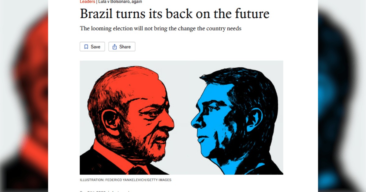 Entre Lula e Flávio, Brasil dá as “costas para o futuro”, diz Economist