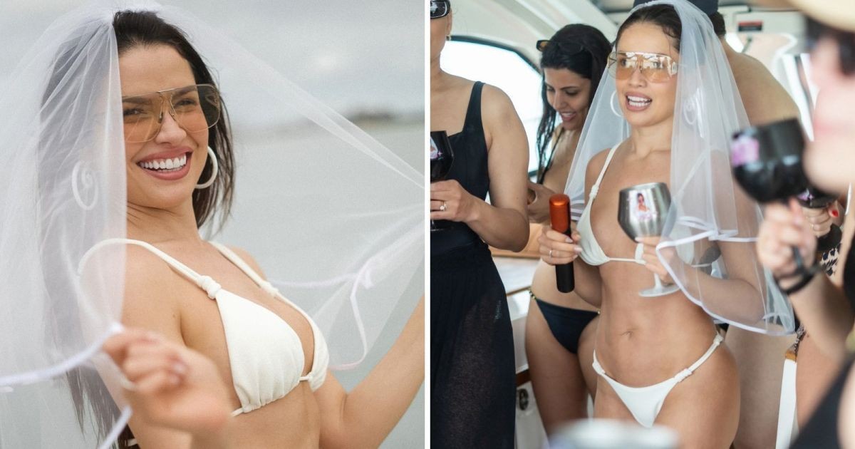 De véu e biquíni, Juliette mostra fotos de despedida de solteira