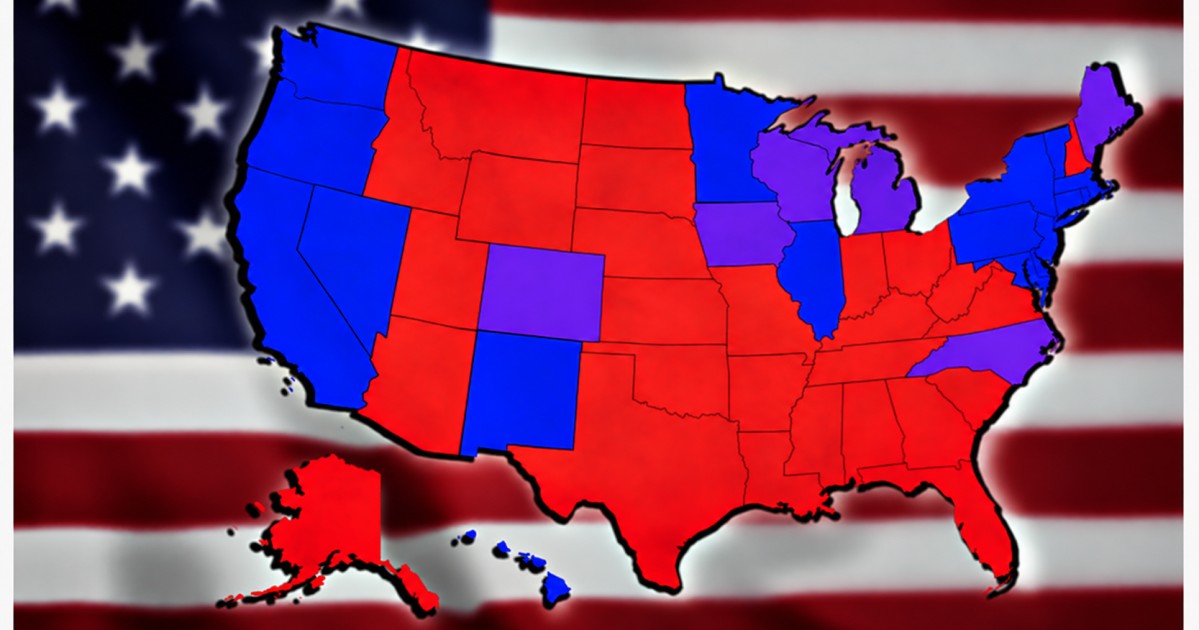 Eleições nos EUA: Qual é a diferença entre os red, blue e purple states?