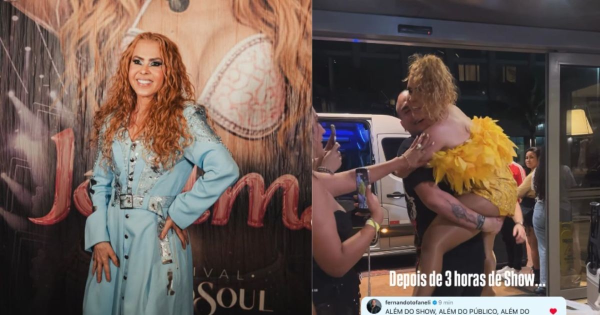 Joelma é carregada no colo após show de 3h no Rio; veja momento