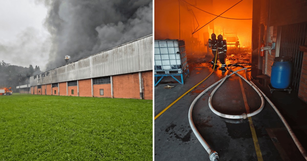 Incêndio atinge fábrica de materiais hospitalares em Blumenau, SC