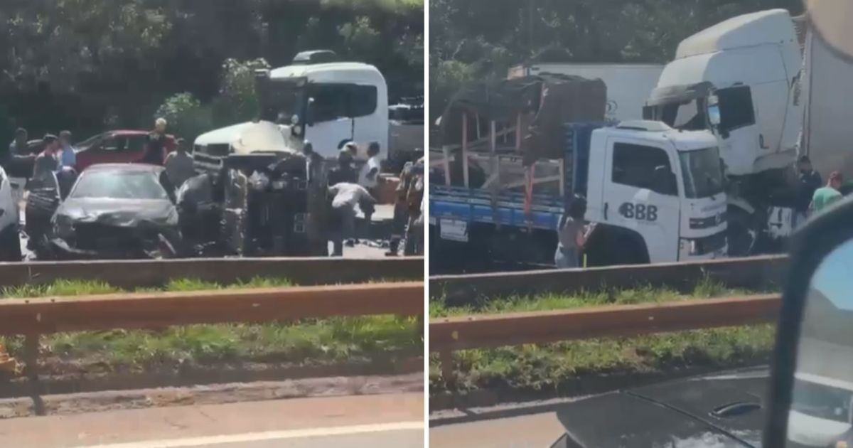 Carreta perde o freio e atinge 20 veículos na BR-040, em MG