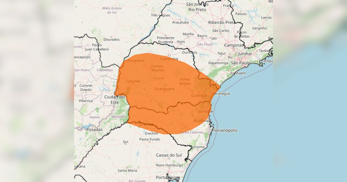 Inmet emite alerta laranja de tempestade para Região Sul nesta terça-feira