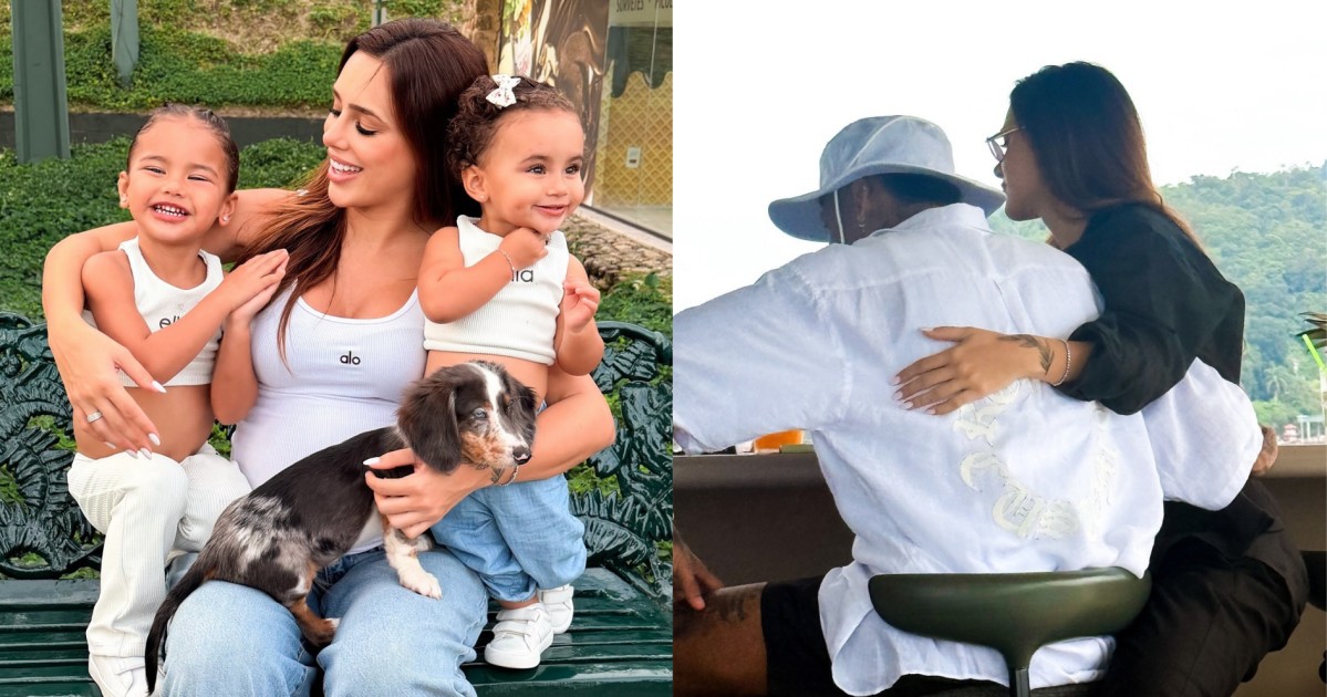 Grávida, Bruna Biancardi mostra barriga, Neymar e filhas em álbum de fotos