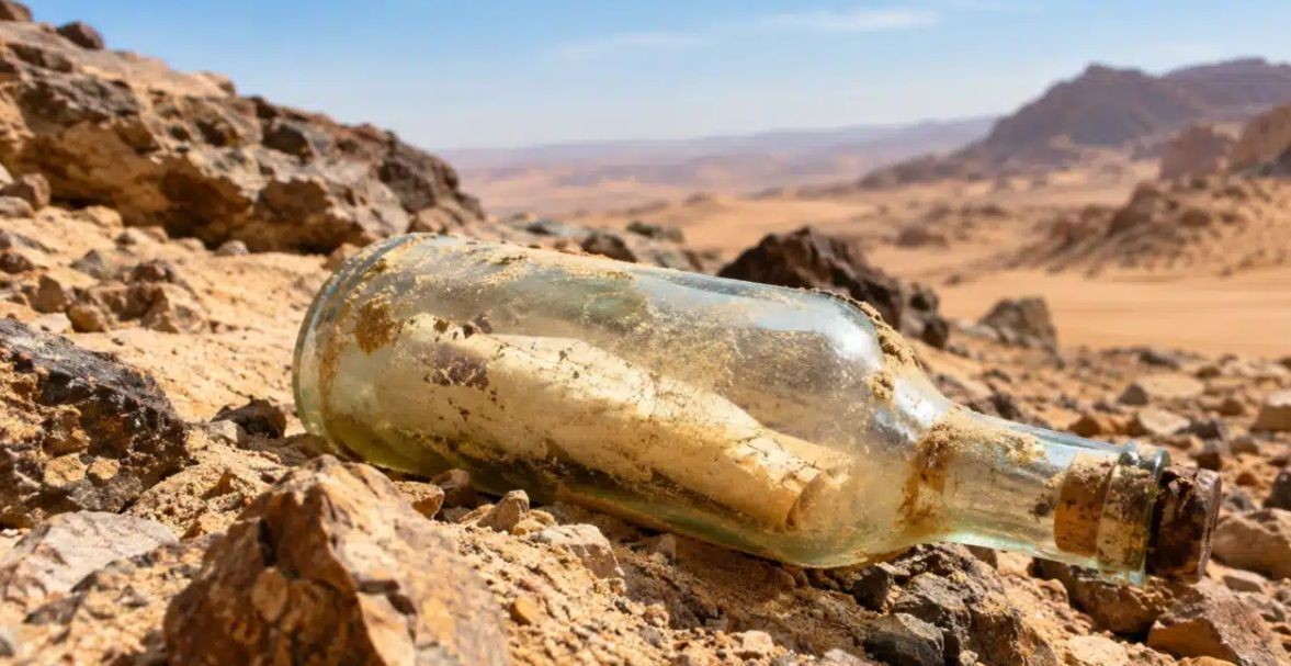 Garrafa com bilhete de 1977 achada no deserto do Egito mobiliza busca e localiza família de geofísico após quase 50 anos