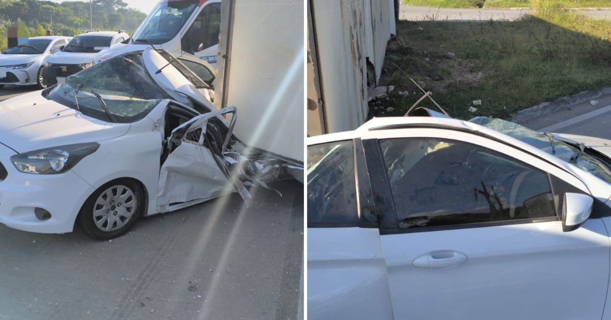 Mulher morre após carreta tombar sobre carro na BR-232, no Recife
