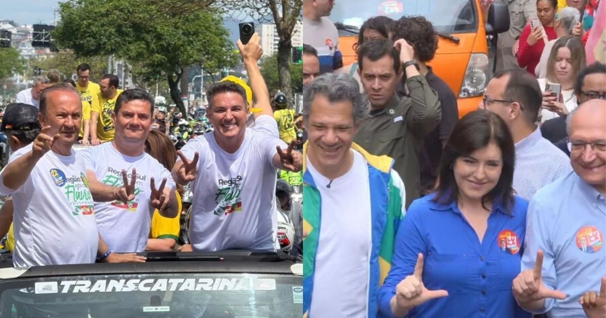 Governadores fazem motociata pró-Flávio em SC; atos pró-Lula ocorrem em SP