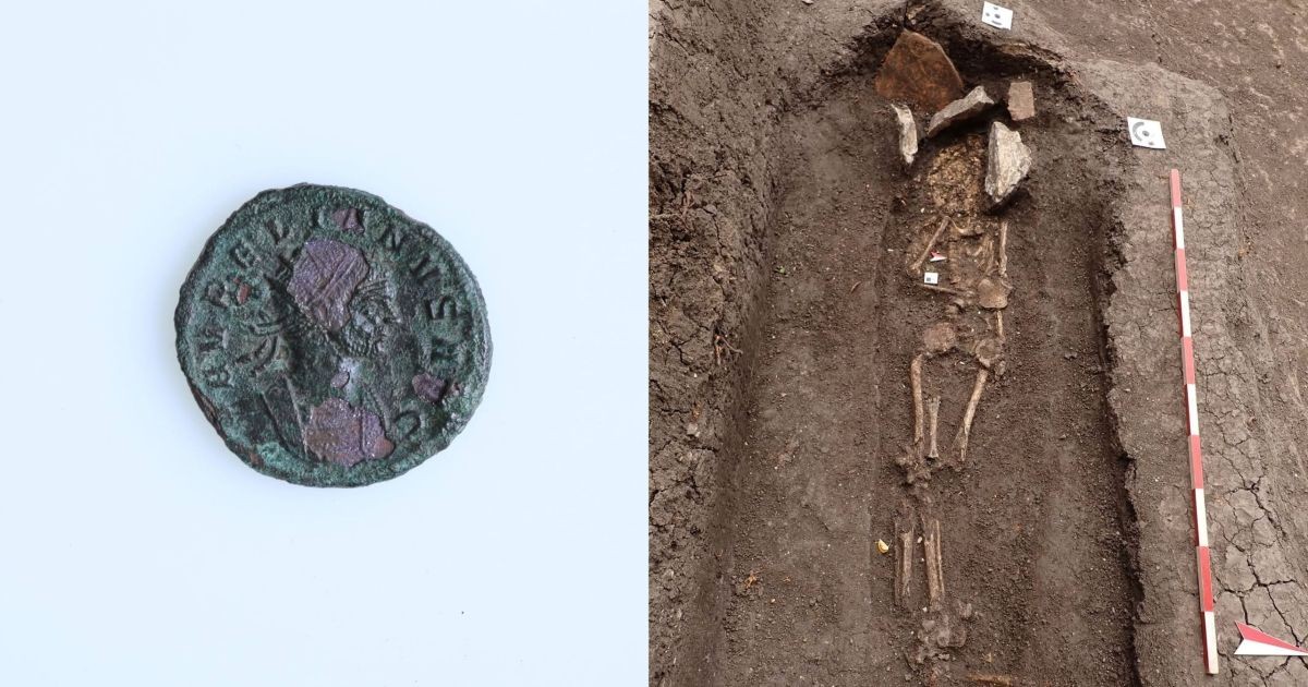 Arqueológos encontram moeda em cima de túmulo de criança romana e sugerem que objeto seria a porta de entrada para o submundo