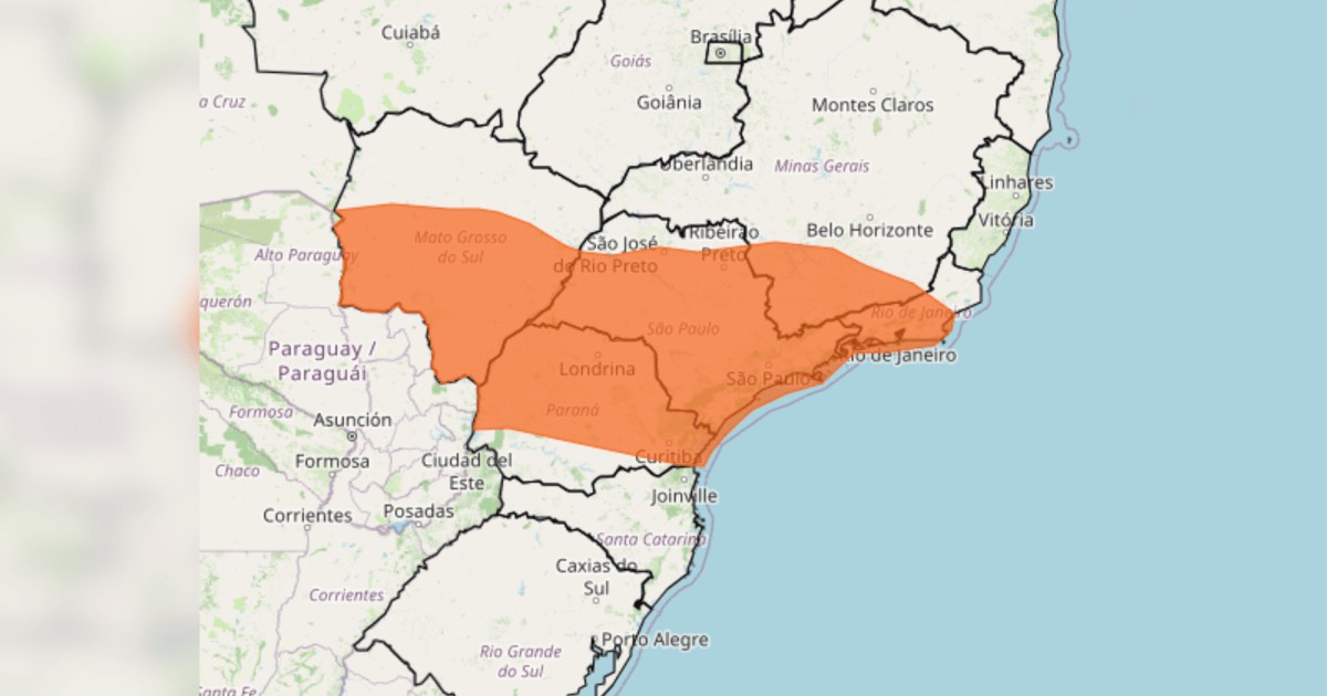 Inmet alerta para tempestade no Sul, Sudeste e Centro-Oeste; veja áreas