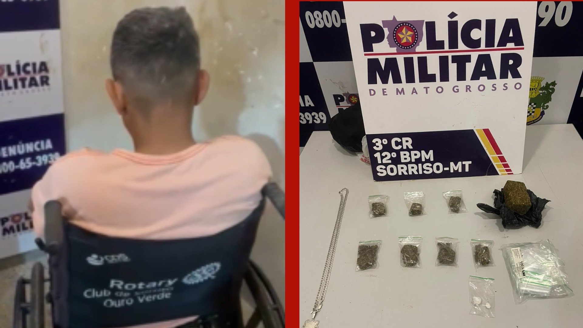 Cadeirante é preso com drogas após tentar fugir de abordagem em MT; vídeo