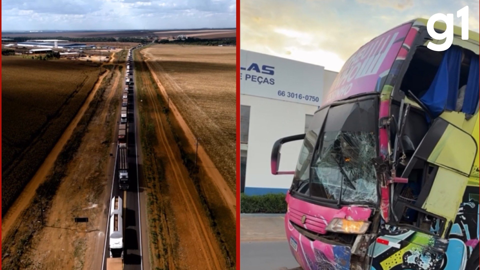 VÍDEO: drone mostra engarrafamento na MT-130 após acidente com ônibus de cantor