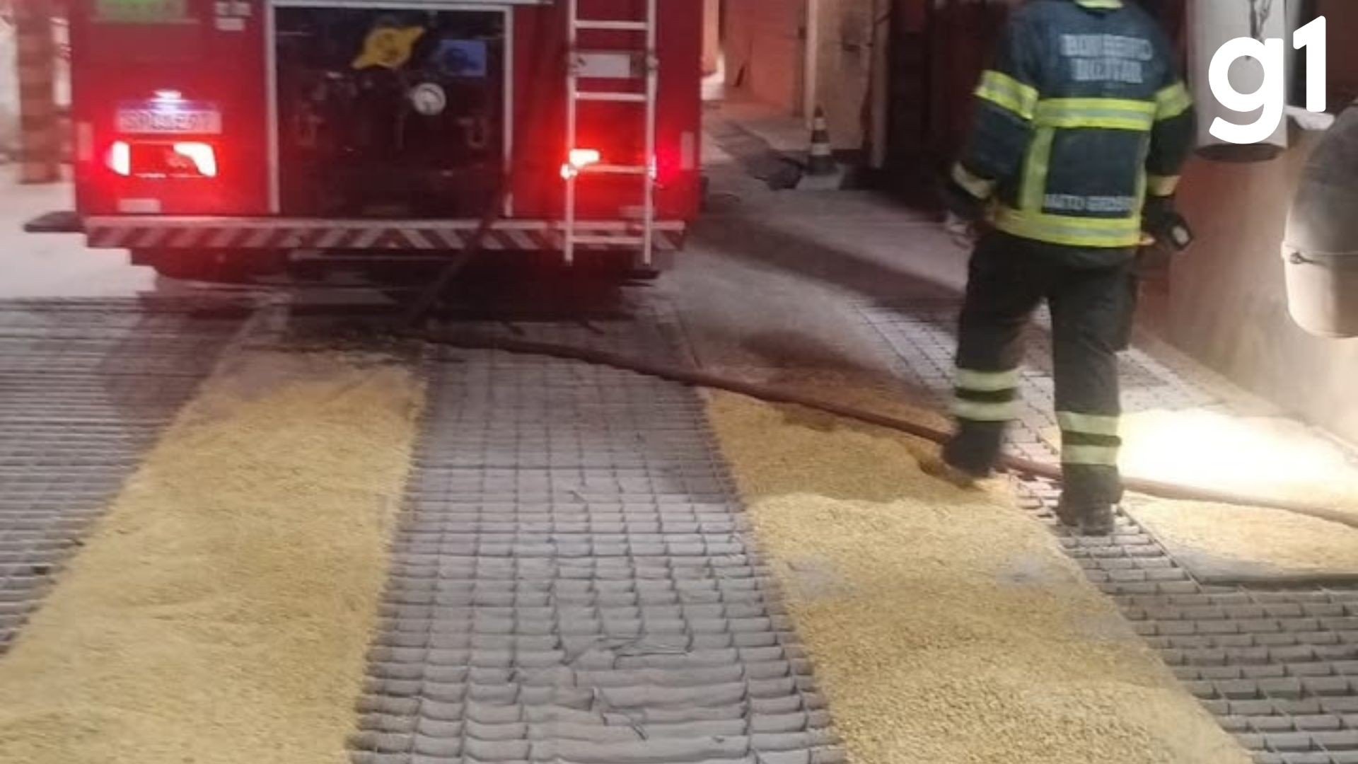 Incêndio atinge estrutura de armazenamento de grãos às margens da BR-163 em MT