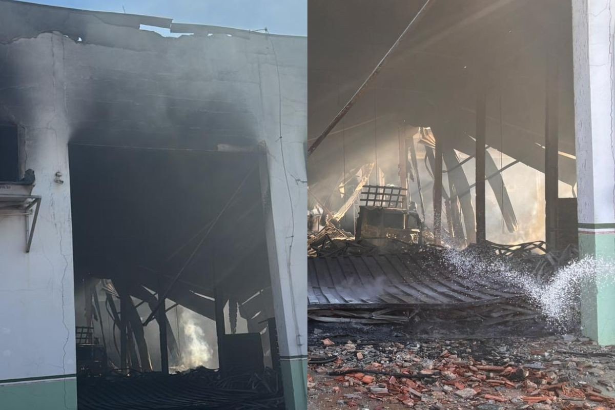 VÍDEO: veja como ficou depósito da Secretaria de Educação após incêndio em Várzea Grande (MT)