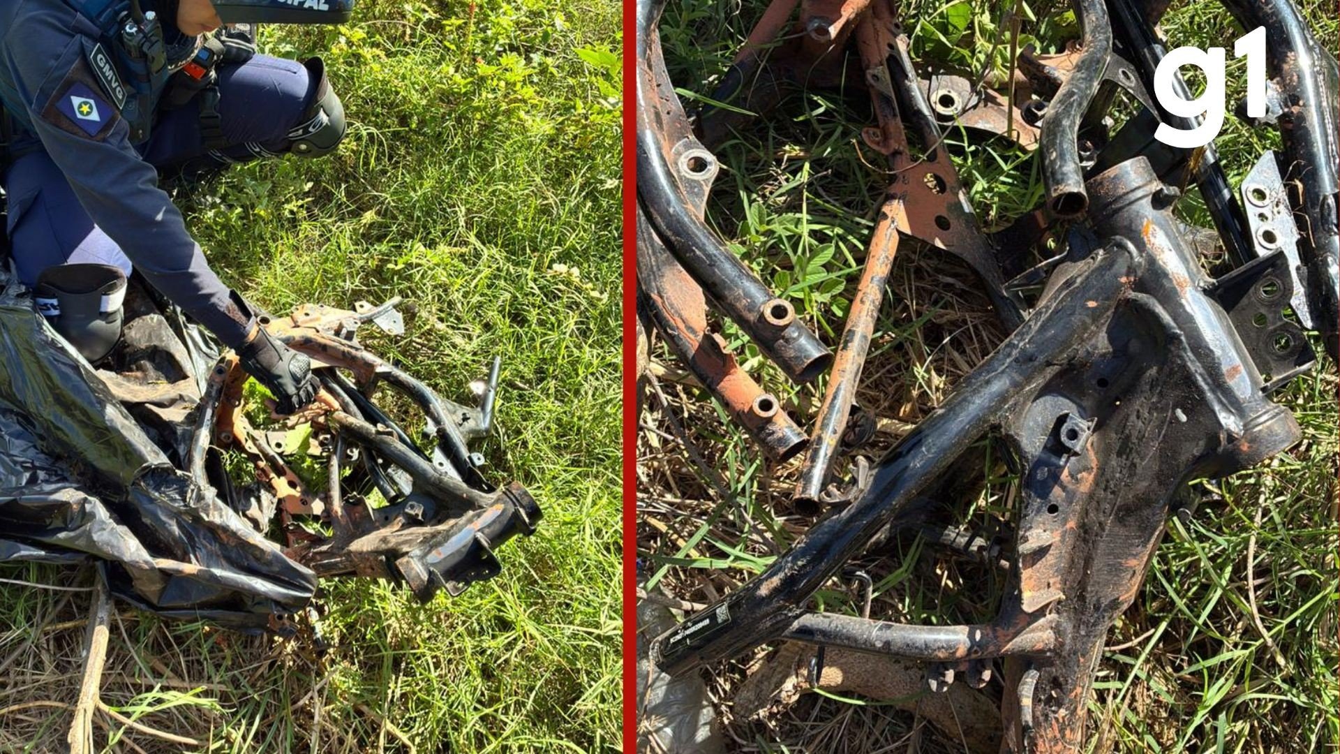 'Cemitério' de motos furtadas é encontrado em área de mata em Várzea Grande (MT)
