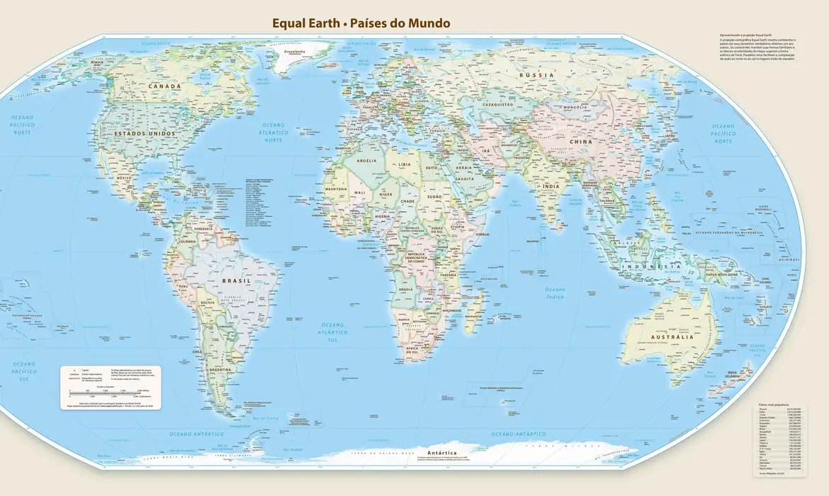 Novo mapa-múndi corrige tamanho da África, América do Sul e Ásia