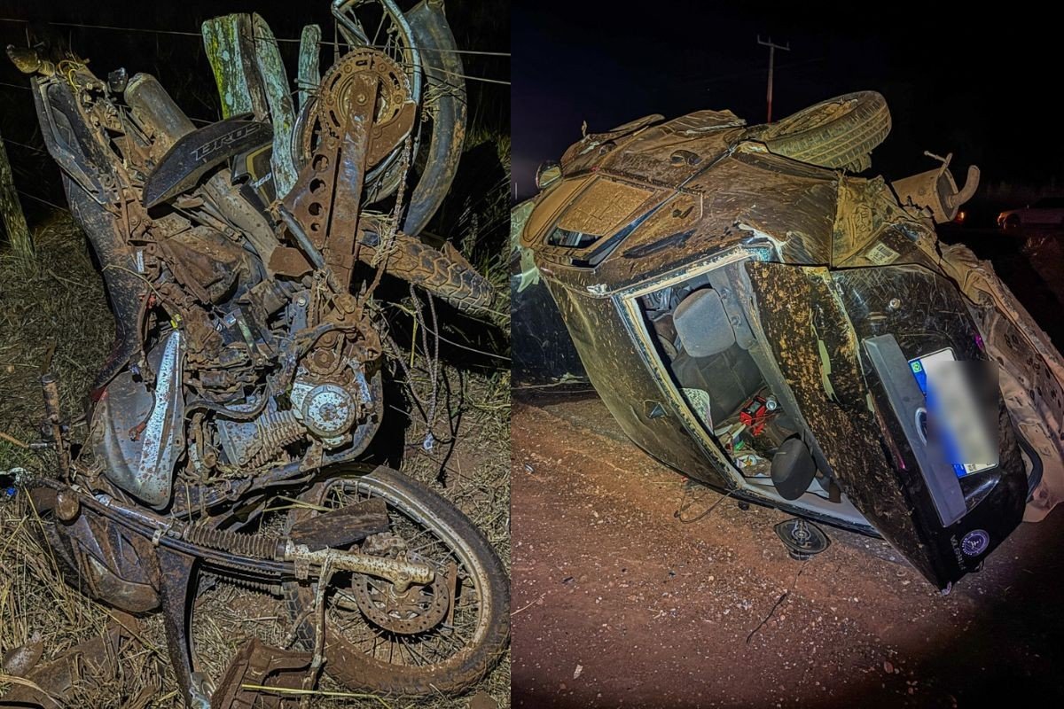 Grávida e outras duas pessoas morrem em batida entre carro e moto na MT-240