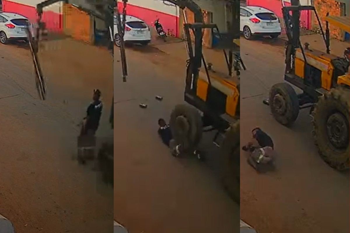 Vídeo: trabalhador é atropelado por trator conduzido por colega de trabalho em MT