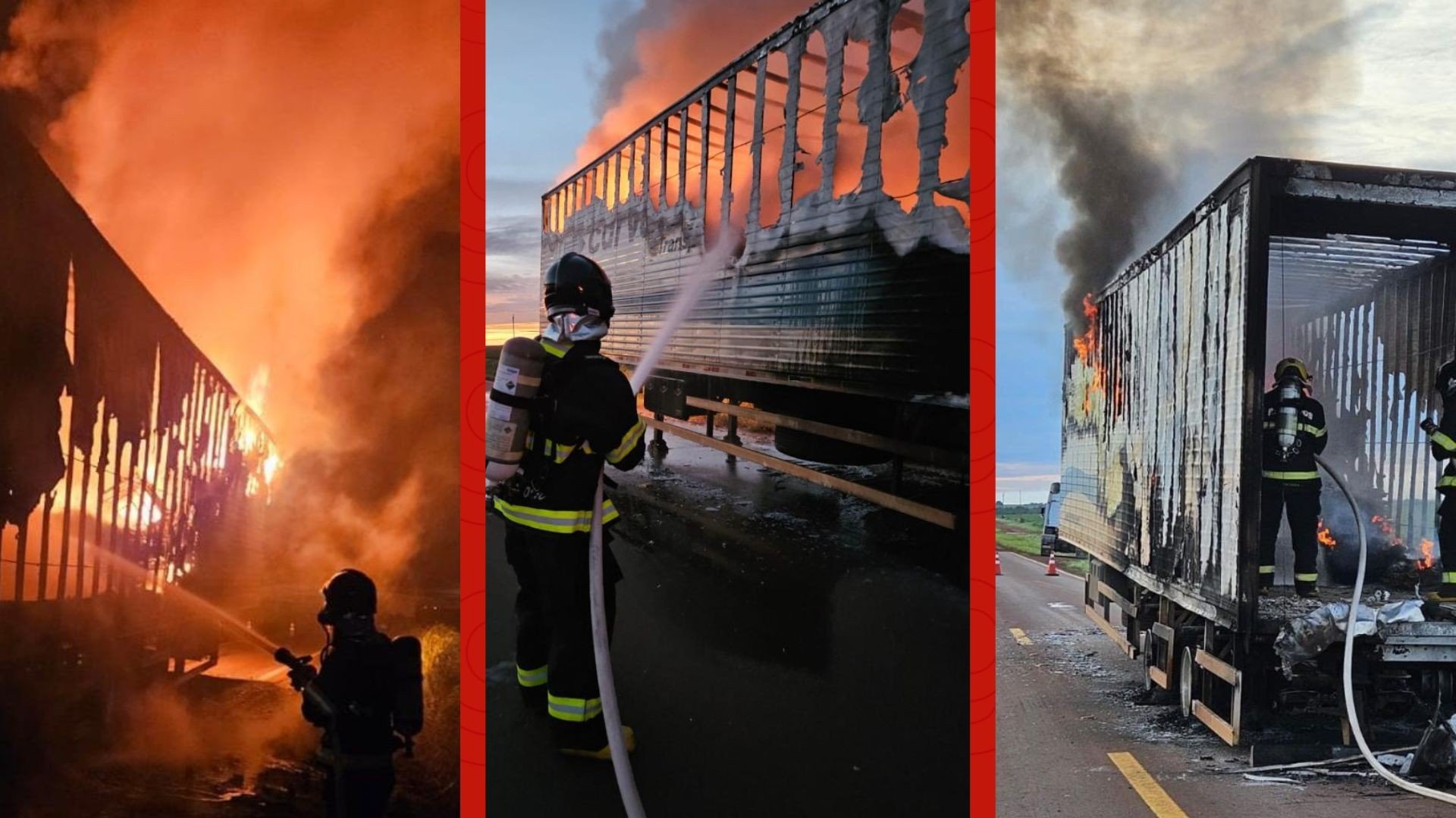 Incêndio consome mais de 70% de carga transportada em carreta na MT-325