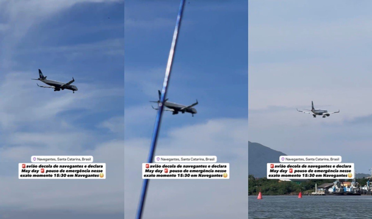Avião faz pouso de emergência logo após decolagem no aeroporto de Navegantes; VÍDEO