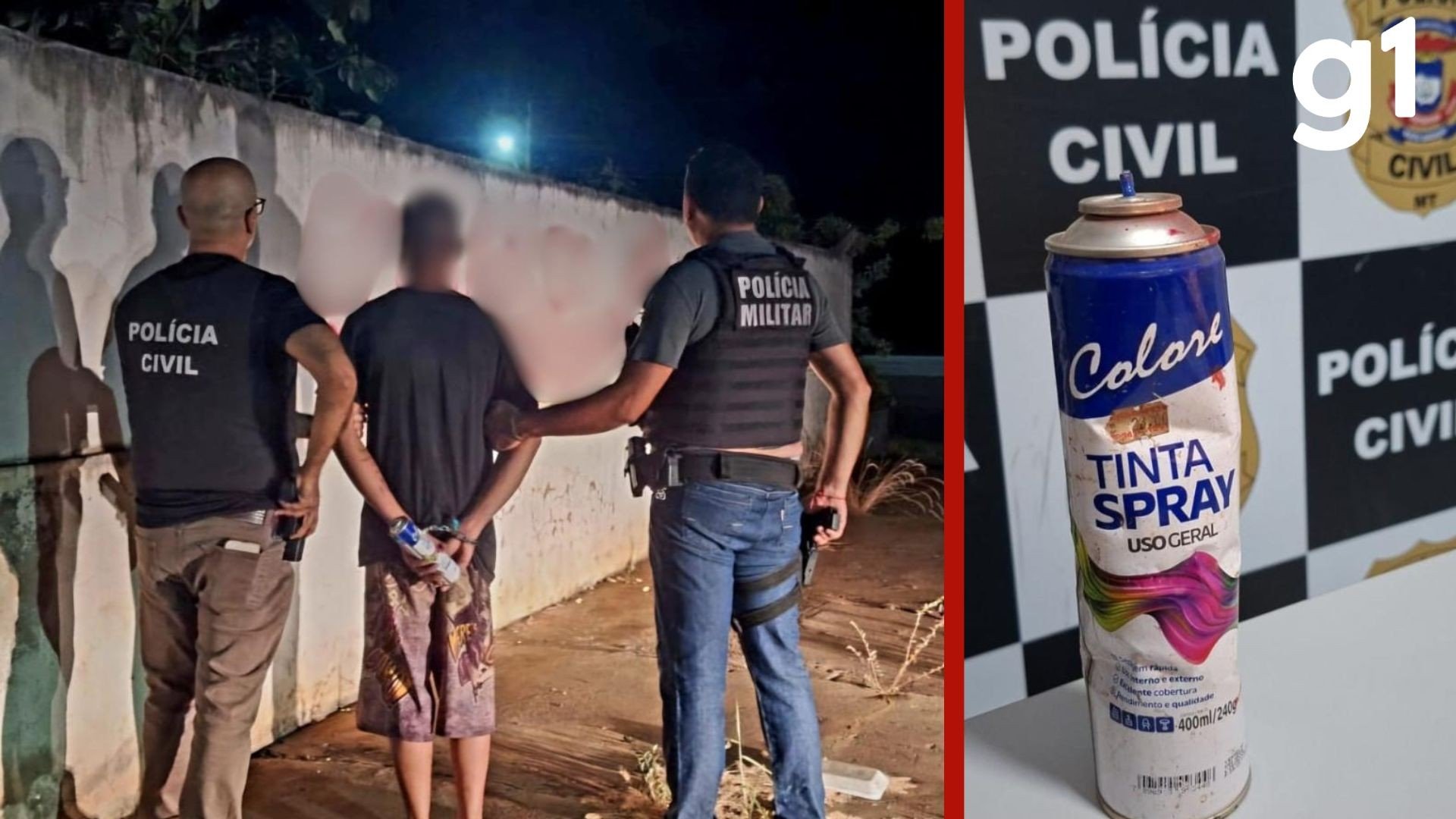 Jovem de 19 anos é preso após pichar prédio da prefeitura com mensagem ligada a facção em MT