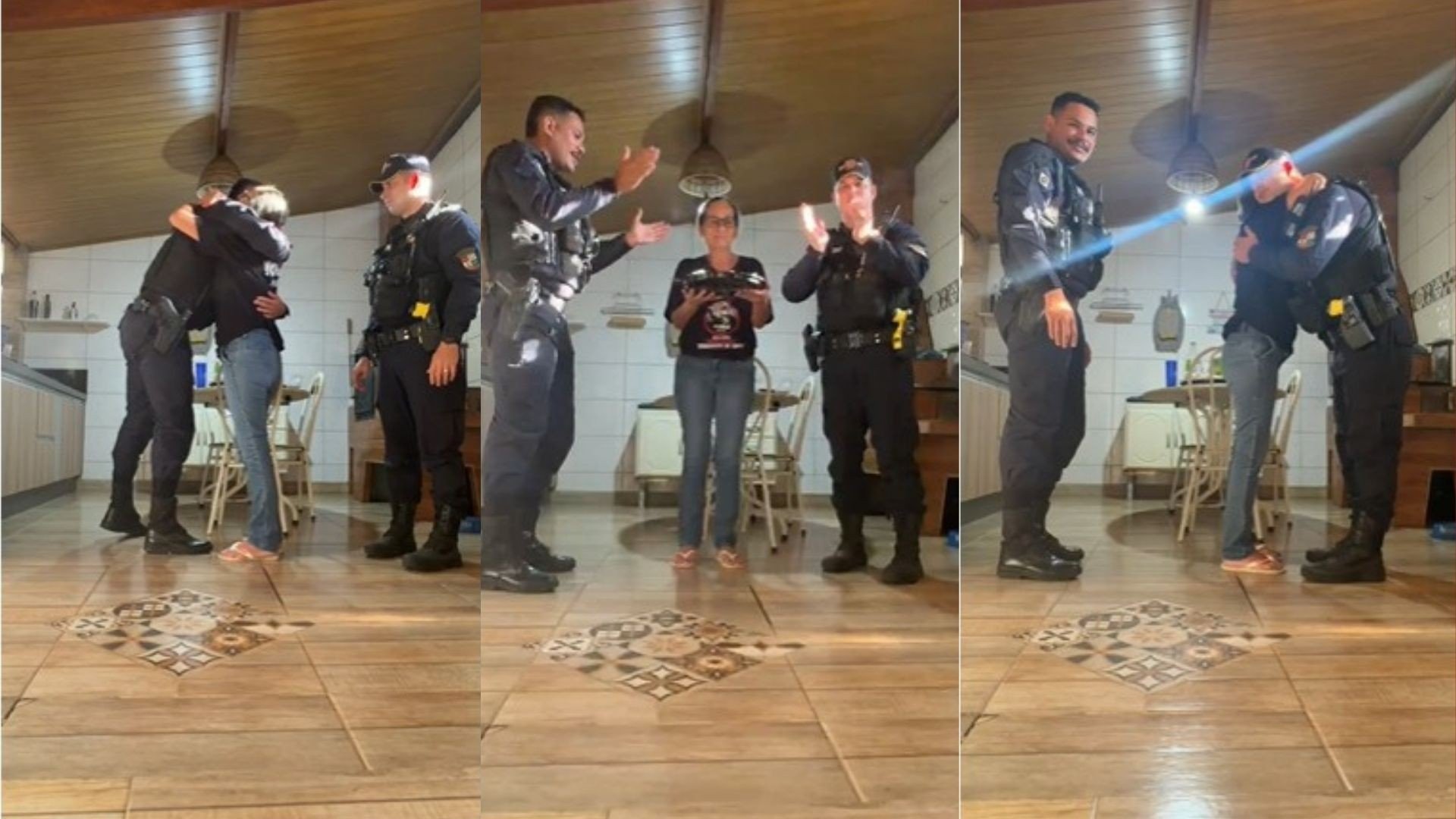 VÍDEO: moradora de MT ganha parabéns de policiais após ligar no 190 para pedir companhia no aniversário