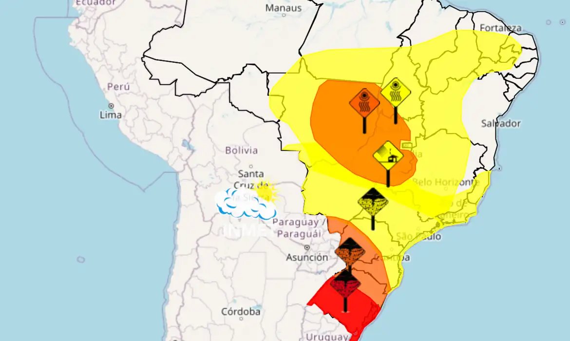 Seca, tempestade e vendaval: confira avisos do Inmet para esta quinta 