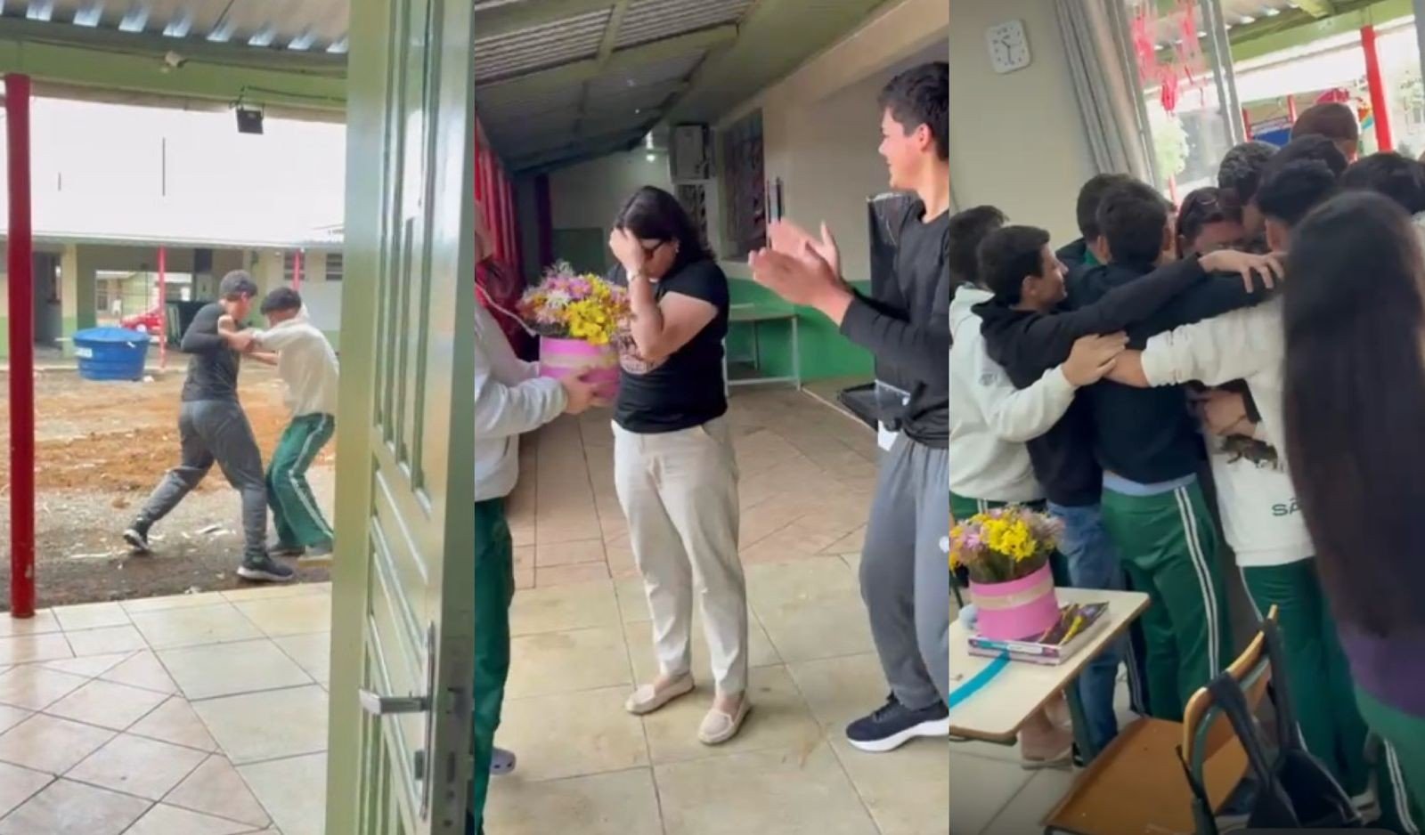 VÍDEO: alunos simulam briga e surpreendem diretora com homenagem no Oeste de SC