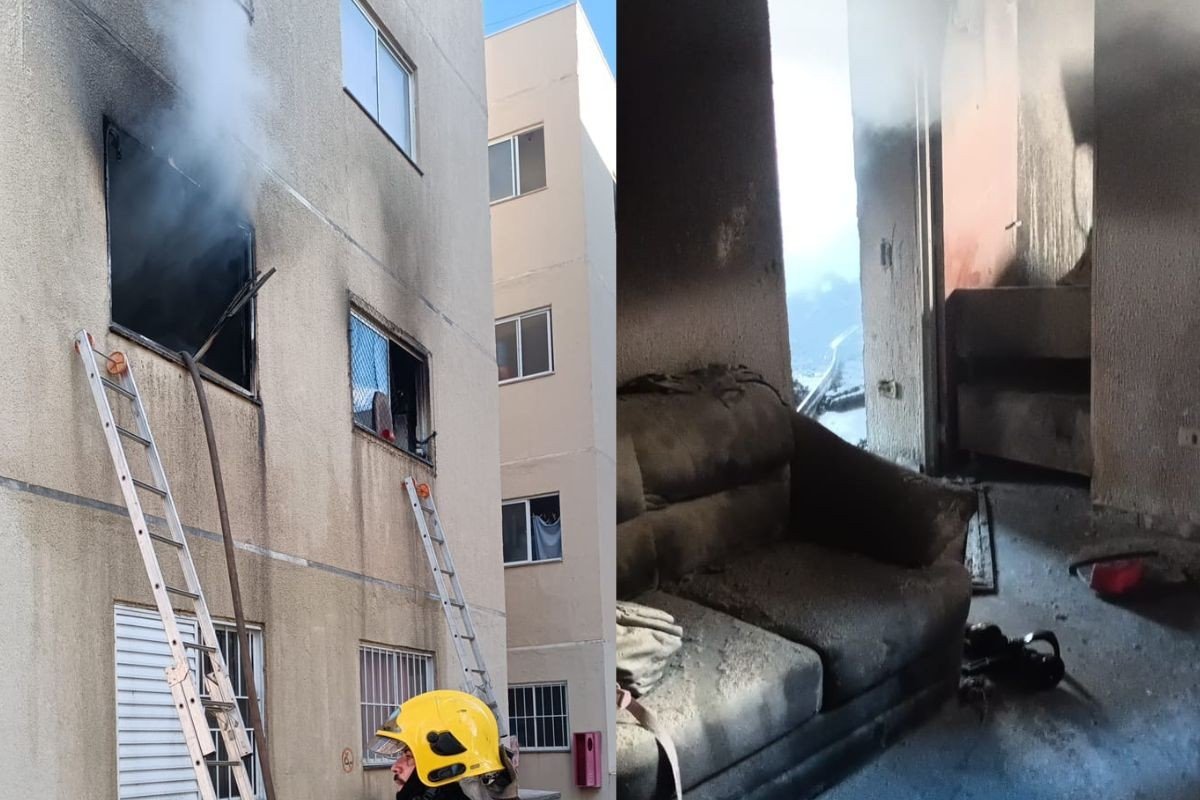 Vídeo: apartamento pega fogo em Várzea Grande (MT)